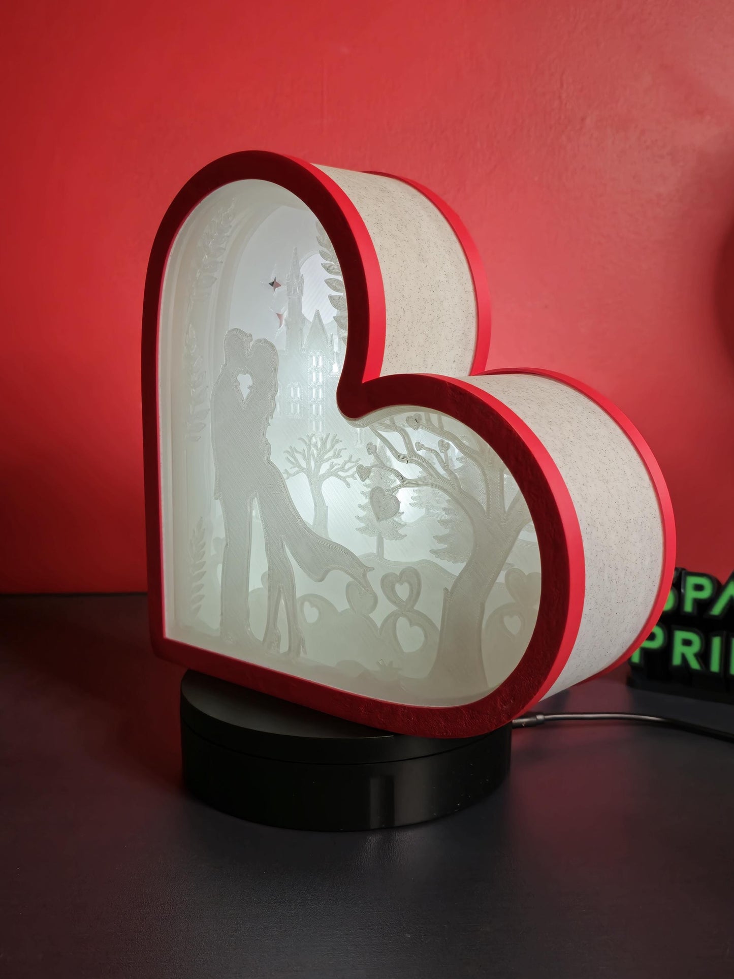 3D Printed Layered Shadowbox Heart with RGB Lights