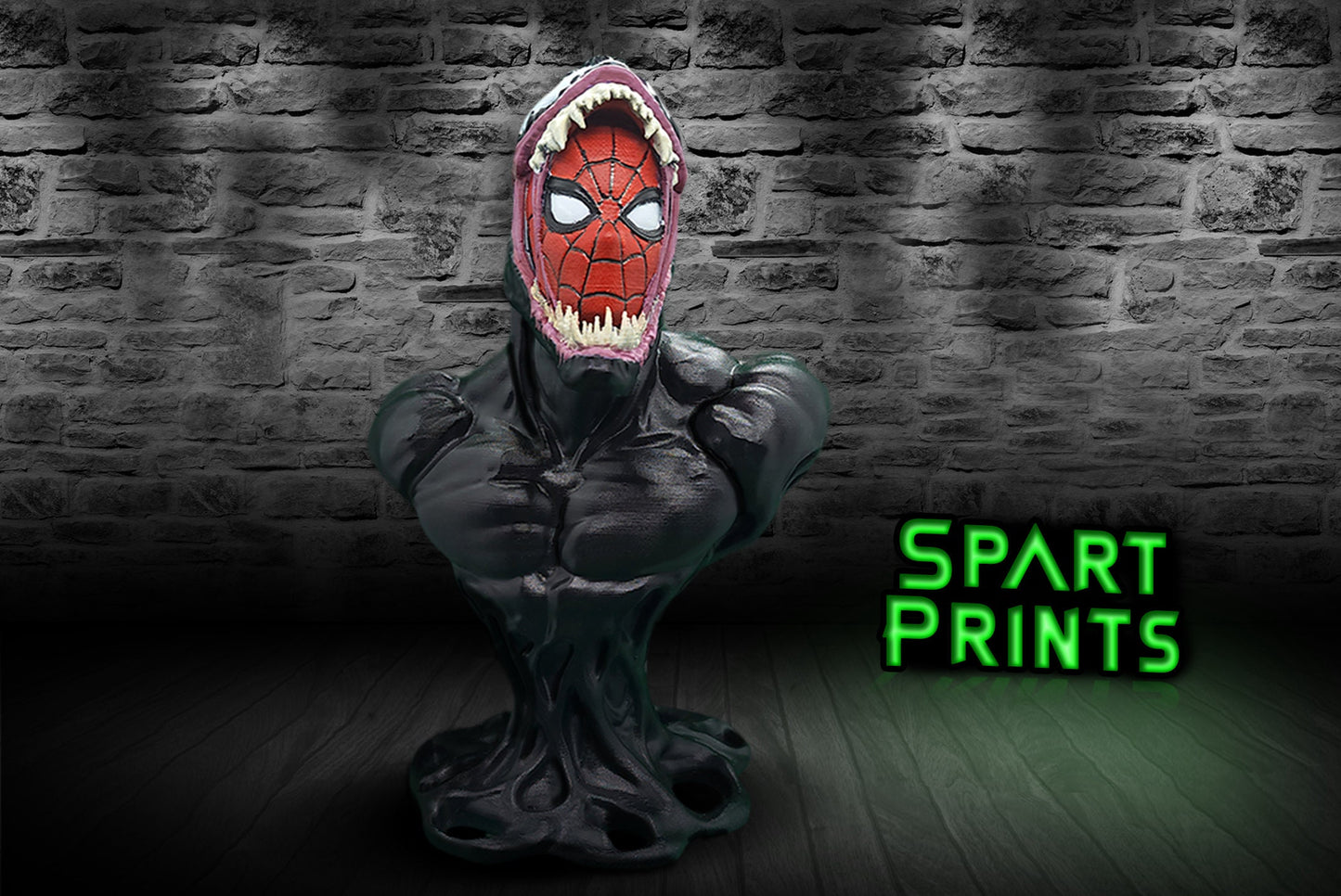 3D Printed Venom Engulfing Spider-Man Head Bust – Marvel Collector's Piece
