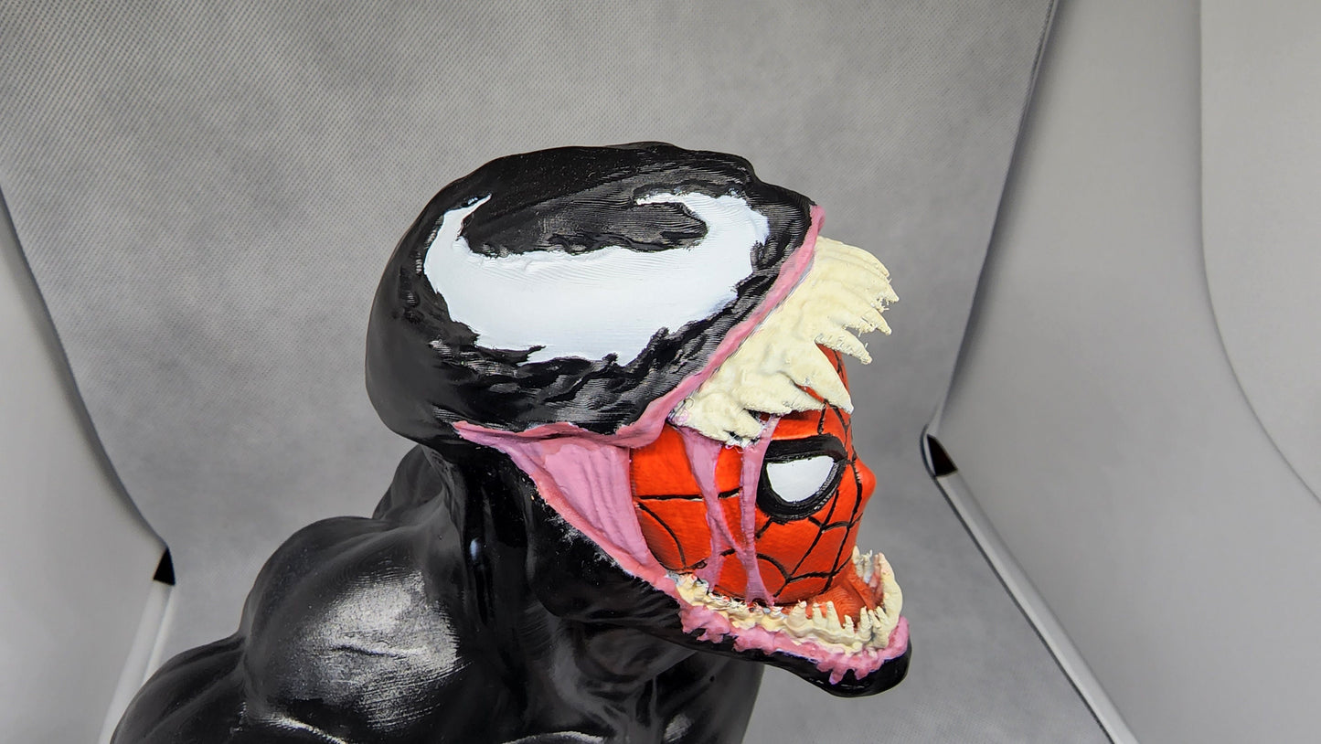 3D Printed Venom Engulfing Spider-Man Head Bust – Marvel Collector's Piece