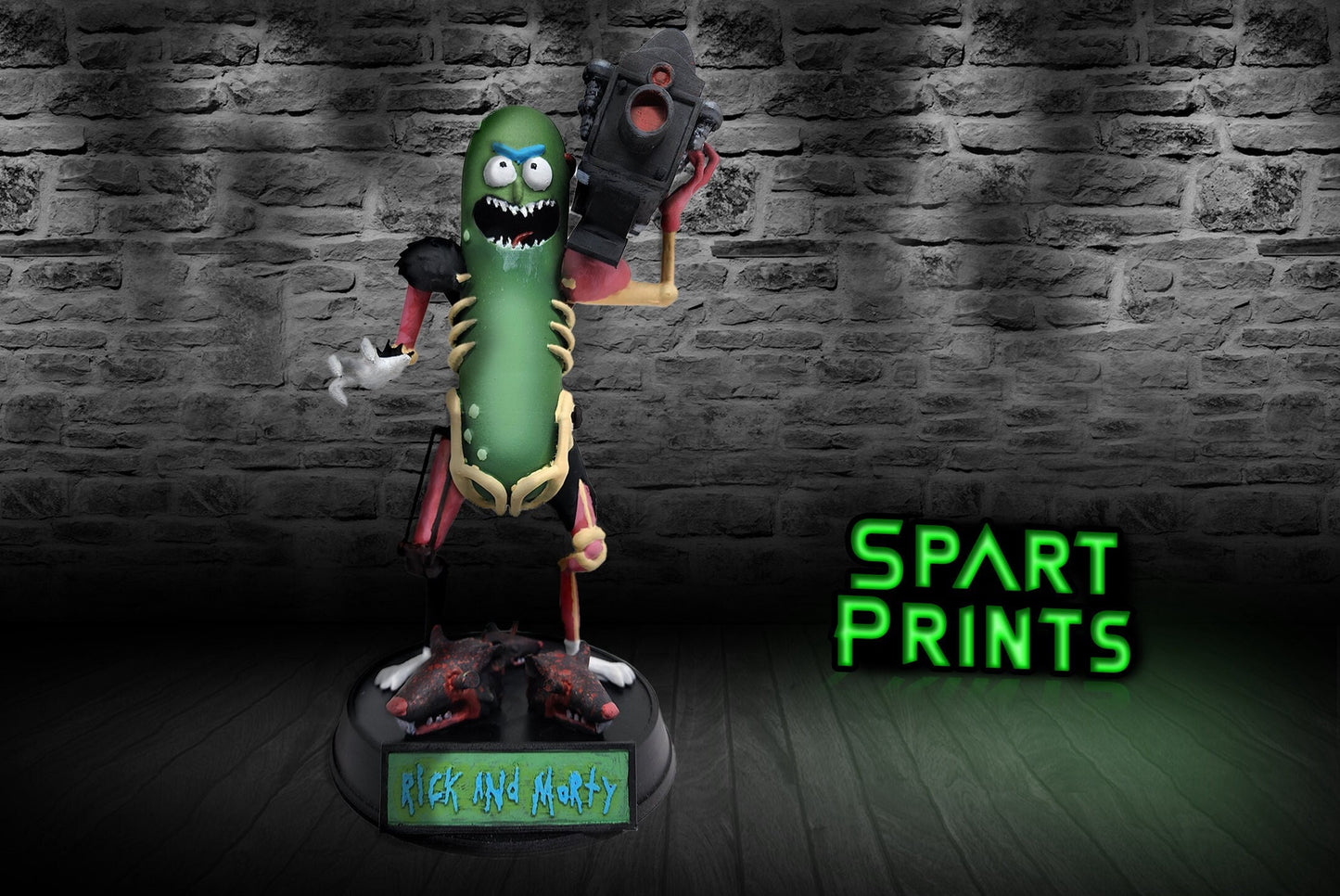 "Pickle Rick Unleashed" – 3D Printed Bust with Plasma Gun & Rat Carnage!