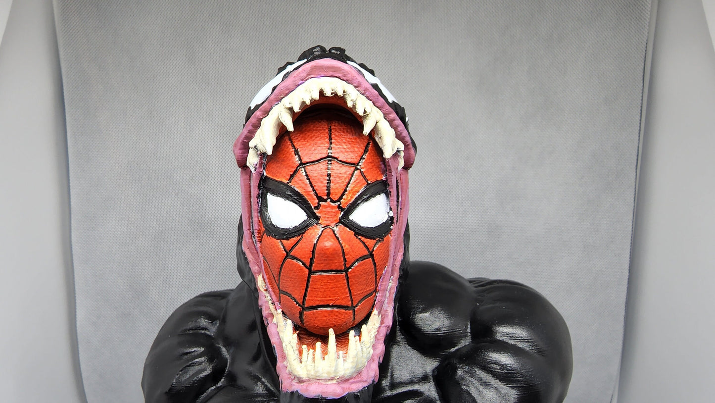 3D Printed Venom Engulfing Spider-Man Head Bust – Marvel Collector's Piece