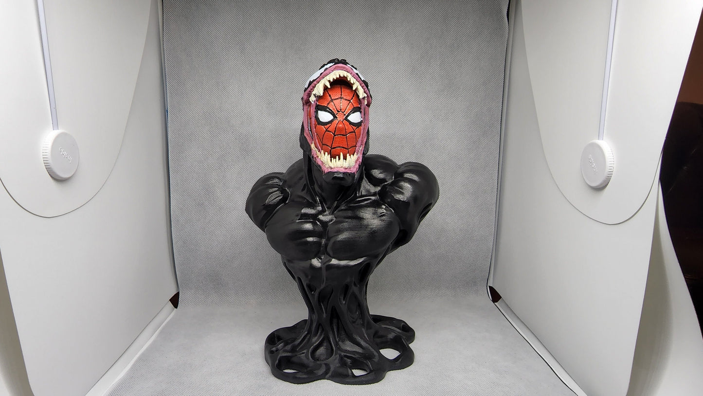 3D Printed Venom Engulfing Spider-Man Head Bust – Marvel Collector's Piece