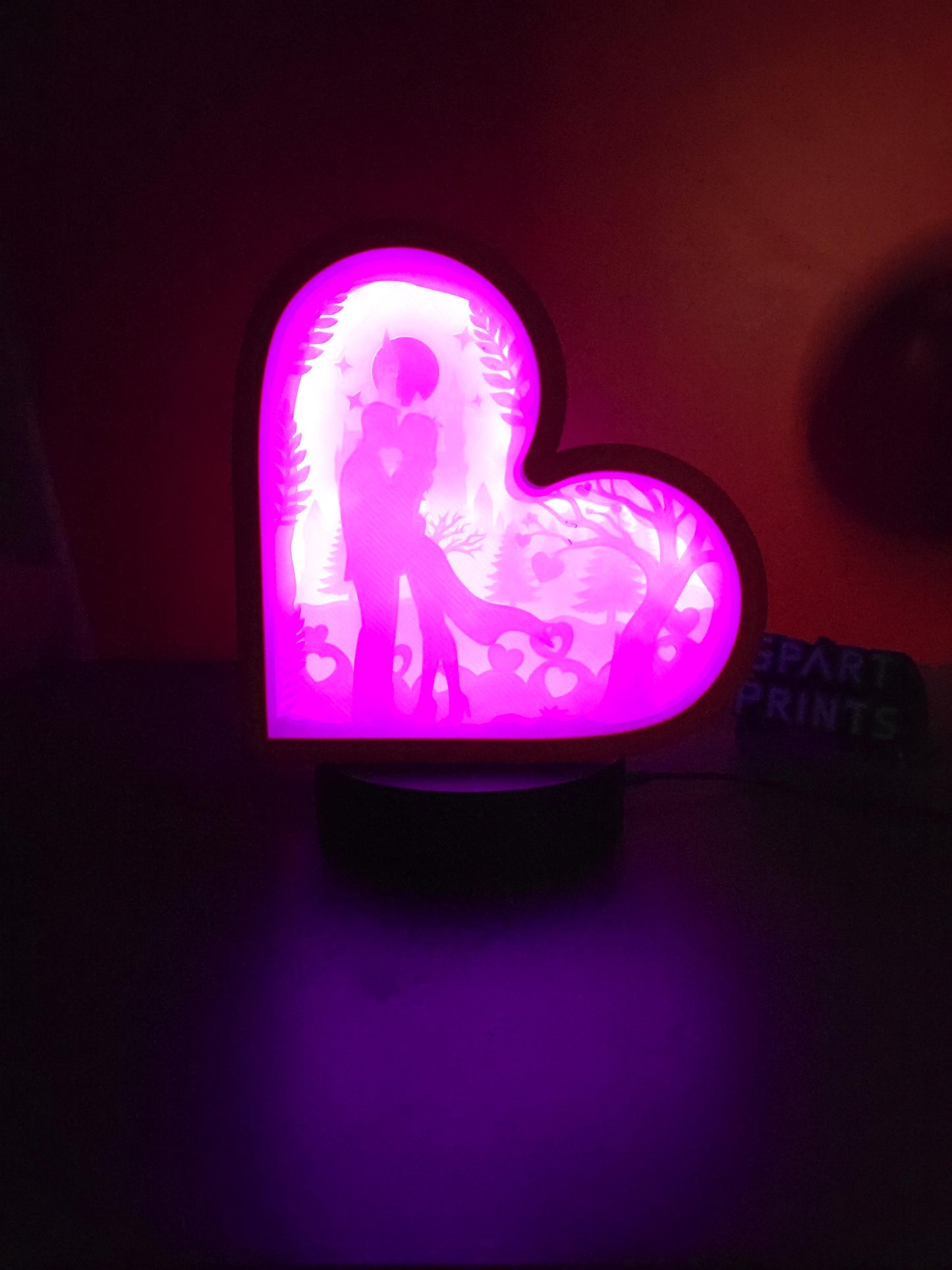 3D Printed Layered Shadowbox Heart with RGB Lights