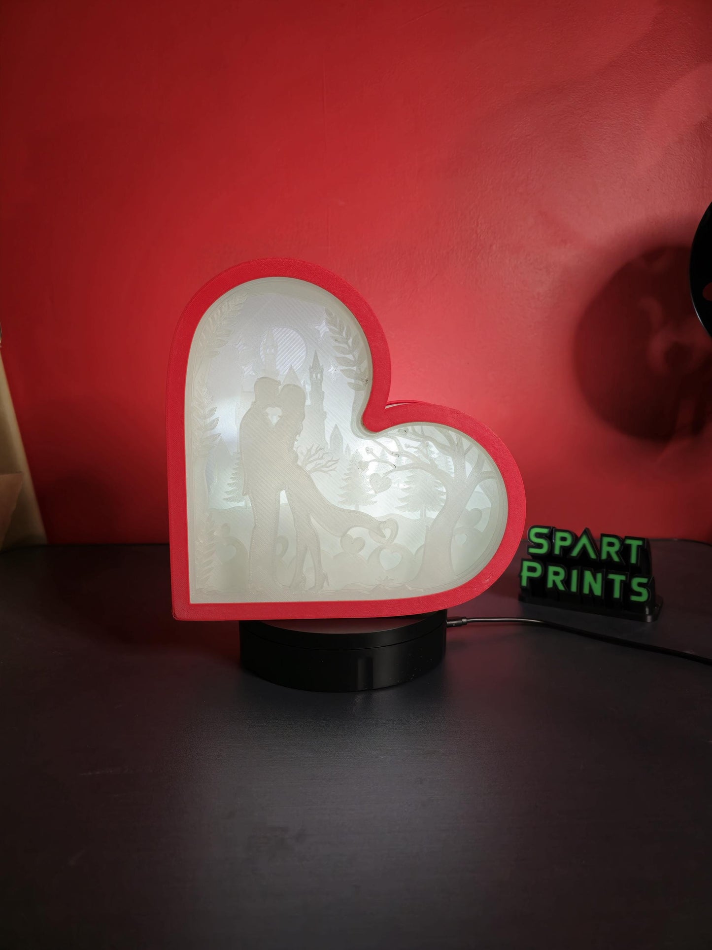 3D Printed Layered Shadowbox Heart with RGB Lights