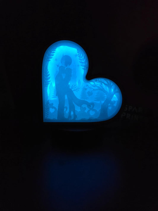 3D Printed Layered Shadowbox Heart with RGB Lights