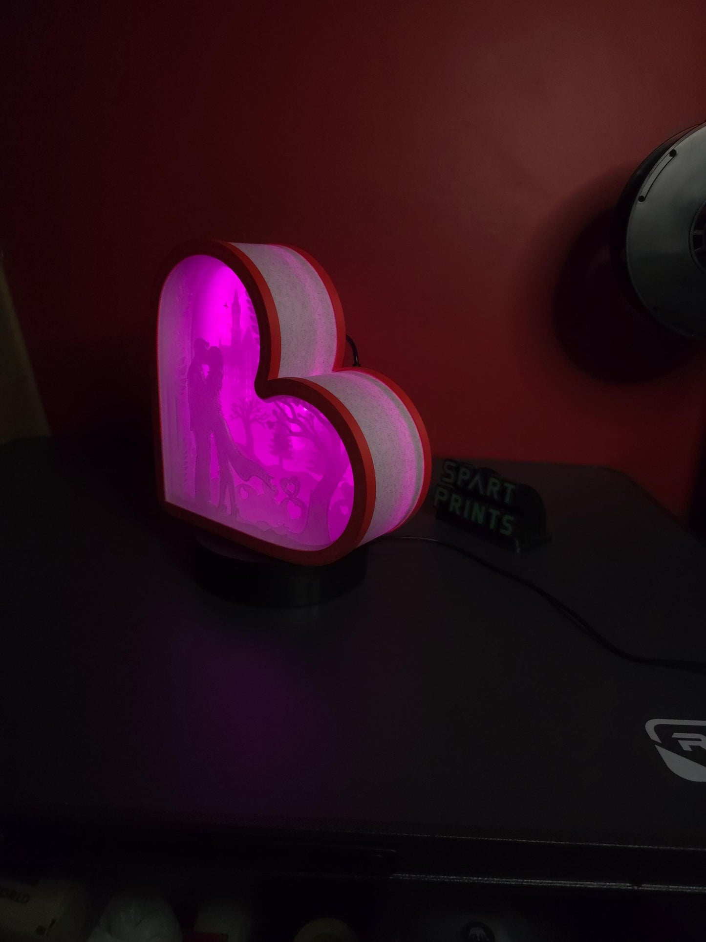 3D Printed Layered Shadowbox Heart with RGB Lights