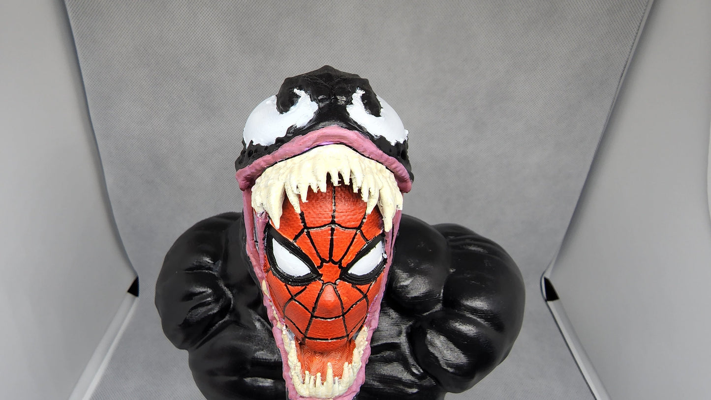 3D Printed Venom Engulfing Spider-Man Head Bust – Marvel Collector's Piece