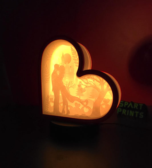 3D Printed Layered Shadowbox Heart with RGB Lights