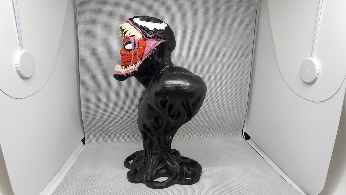 3D Printed Venom Engulfing Spider-Man Head Bust – Marvel Collector's Piece