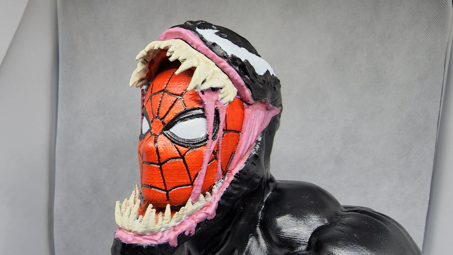 3D Printed Venom Engulfing Spider-Man Head Bust – Marvel Collector's Piece