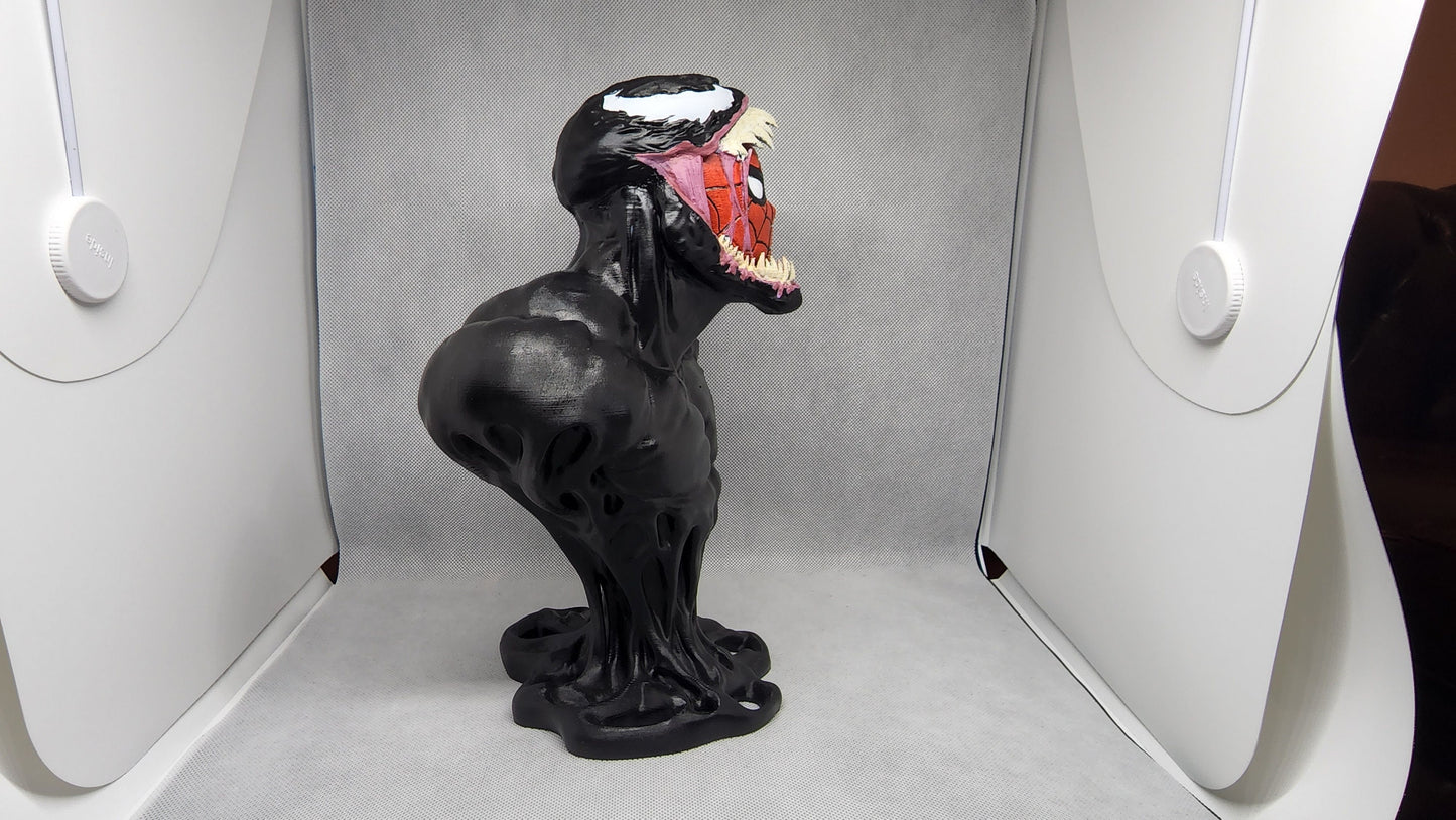 3D Printed Venom Engulfing Spider-Man Head Bust – Marvel Collector's Piece